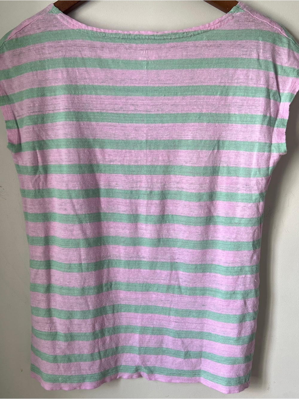 J. Crew Pink and Mint Striped Cap-Sleeve Pocket Top - Picture 5 of 5